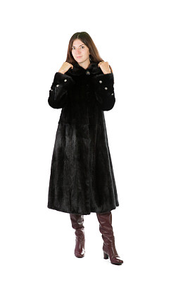 шуба из норки, цвет черный - 830419 от интернет-магазина «Dynasty» 