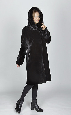шуба из мутона цвет черный - 200036 от интернет-магазина «Dynasty» 