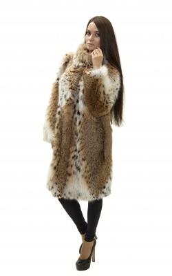 полушубок-пальто из рыси со стойкой - 01044 от интернет-магазина «Dynasty» 
