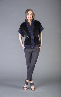 жилет из норки, цвет черный/синий - 800106 от интернет-магазина «Dynasty» 