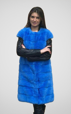жилет из норки, цвет синий - 9401 от интернет-магазина «Dynasty» 