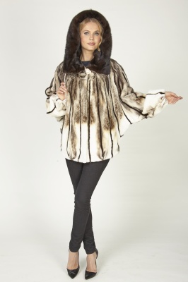 Полушубок из норки цвет мрамор - 04023 арт. — купить по цене 83 000 руб. в интернет-магазине «Династия»