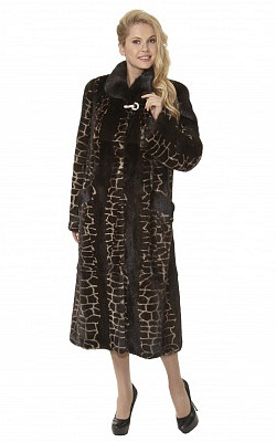 шуба-пальто из норки цвета мрамор - 01189 от интернет-магазина «Dynasty» 