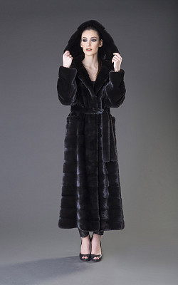 шуба из норки цвет черный - 71011 от интернет-магазина «Dynasty» 