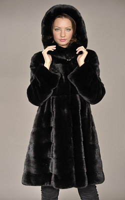 шуба из норки, цвет чёрный - 820110 от интернет-магазина «Dynasty» 