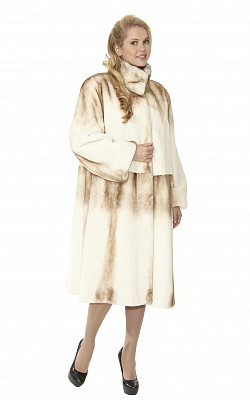 шуба-пальто из стриженной норки цвета паломино - 01185 от интернет-магазина «Dynasty» 