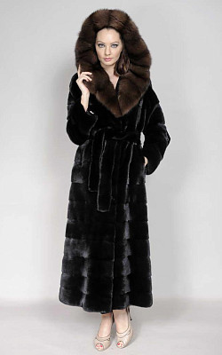 шуба из норки, цвет чёрный - 820105 от интернет-магазина «Dynasty» 