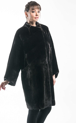 шуба из норки, цвет чёрный - 820405 от интернет-магазина «Dynasty» 