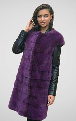 жилет из норки, цвет фиолетовый - 9402 от интернет-магазина «Dynasty» 